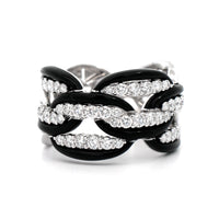 Etho Maria 18K White Gold & Black Ceramic Diamond Link Ring