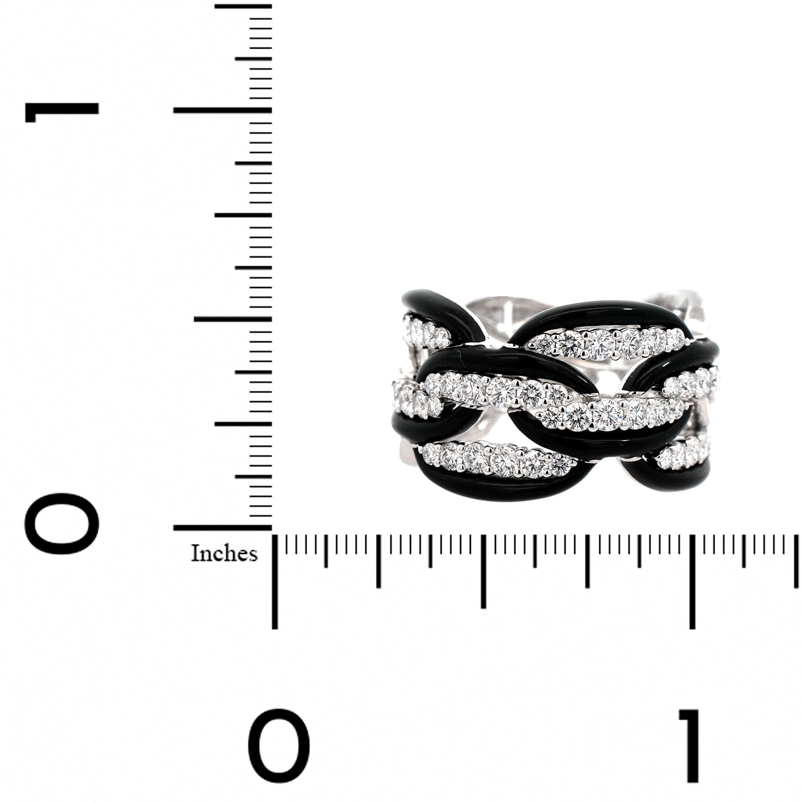 Etho Maria 18K White Gold & Black Ceramic Diamond Link Ring