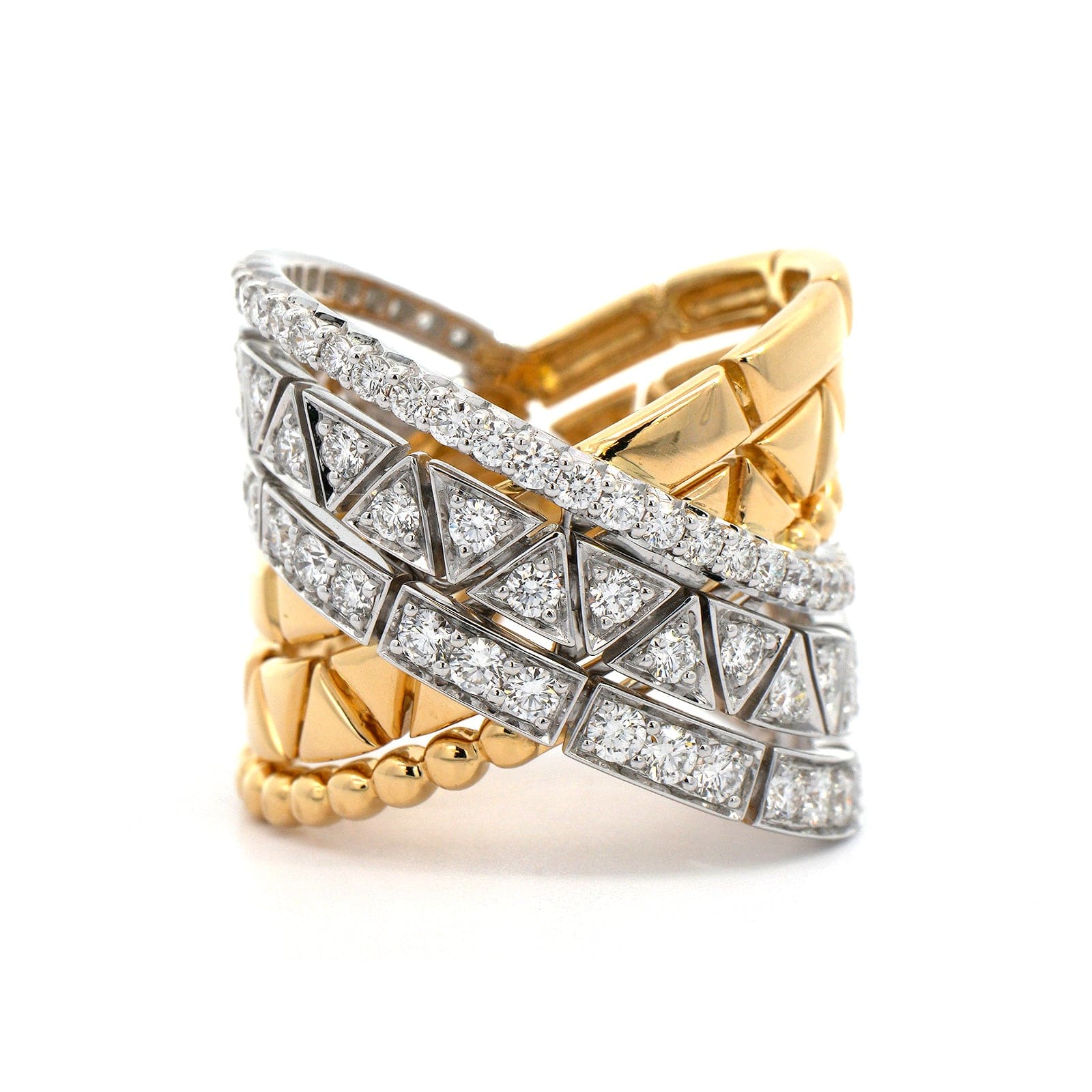 Etho Maria 18K Yellow and White Gold Crossover Style Ring