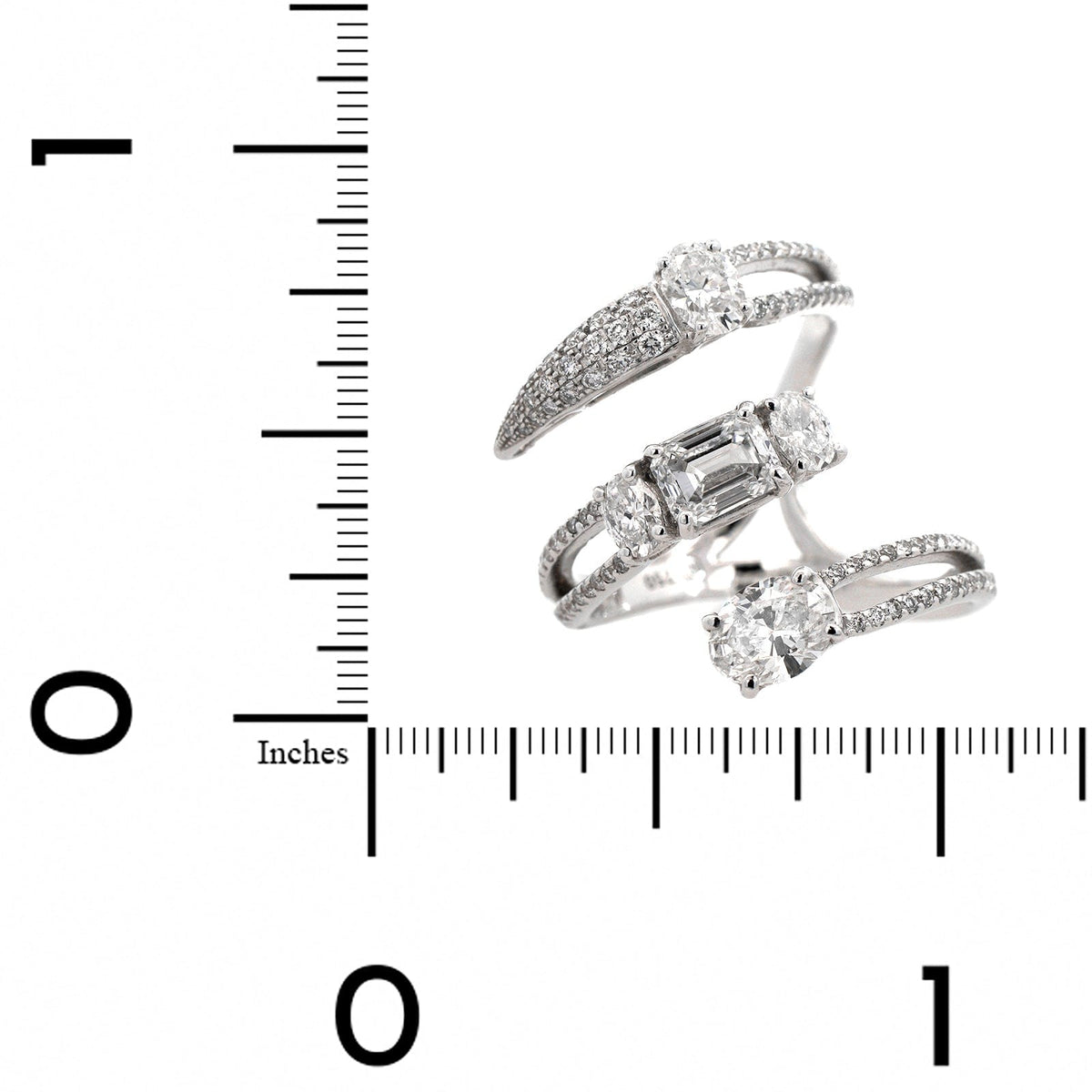 Etho Maria 18K White Gold 3 Row Open Diamond Ring