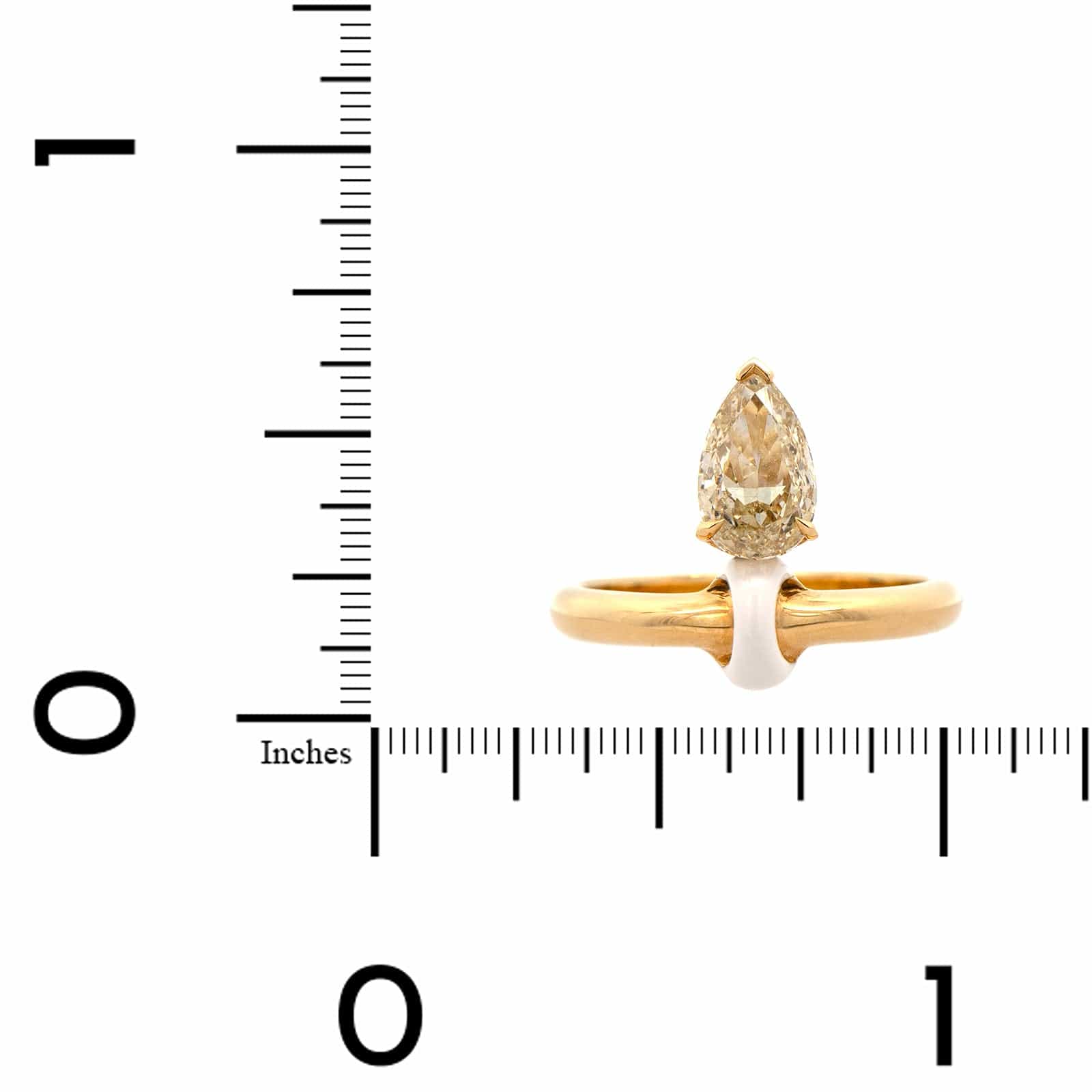 Etho Maria 18K Yellow Gold Brownish Pear Shaped Diamond Ring