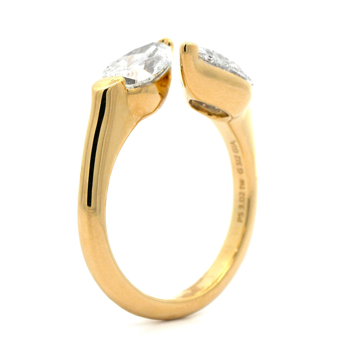 18K Yellow Gold Pear Shaped Diamond Bypass Ring