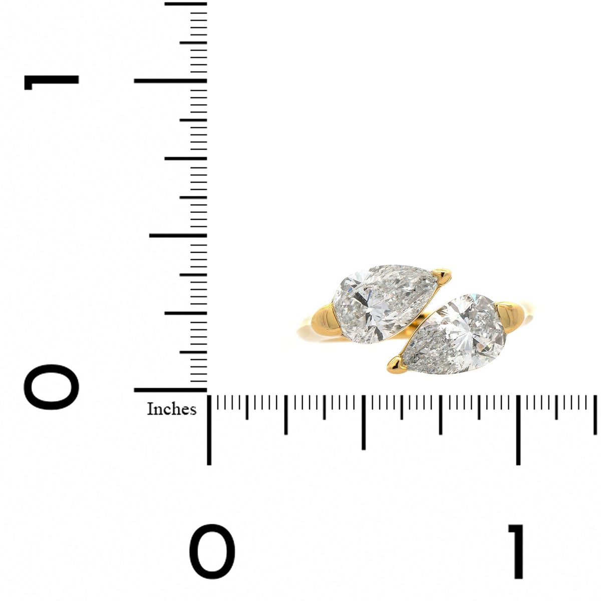 18K Yellow Gold Pear Shaped Diamond Bypass Ring