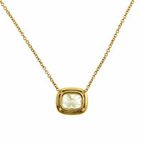 18K Yellow Gold Cushion Diamond and Diamond Halo Pendant