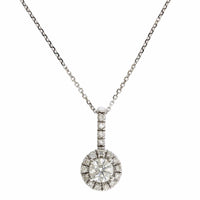 18K White Gold Round Diamond Halo Necklace