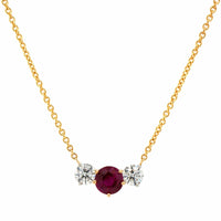 18K Yellow Gold & Platinum Diamond & Ruby Necklace