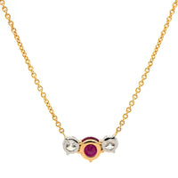 18K Yellow Gold & Platinum Diamond & Ruby Necklace