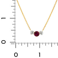 18K Yellow Gold & Platinum Diamond & Ruby Necklace