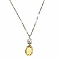 Platinum Oval Yellow Sapphire Pendant