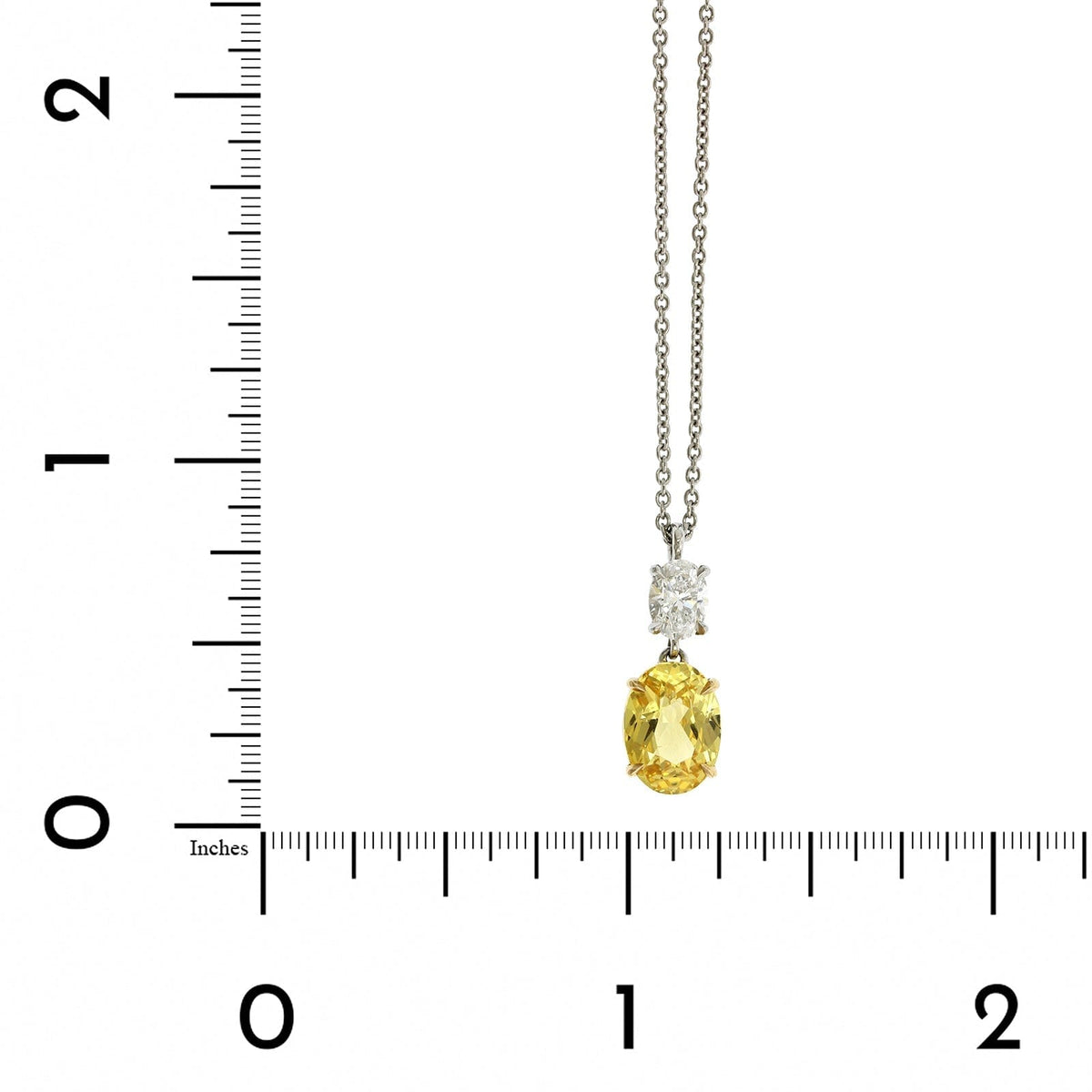 Platinum Oval Yellow Sapphire Pendant