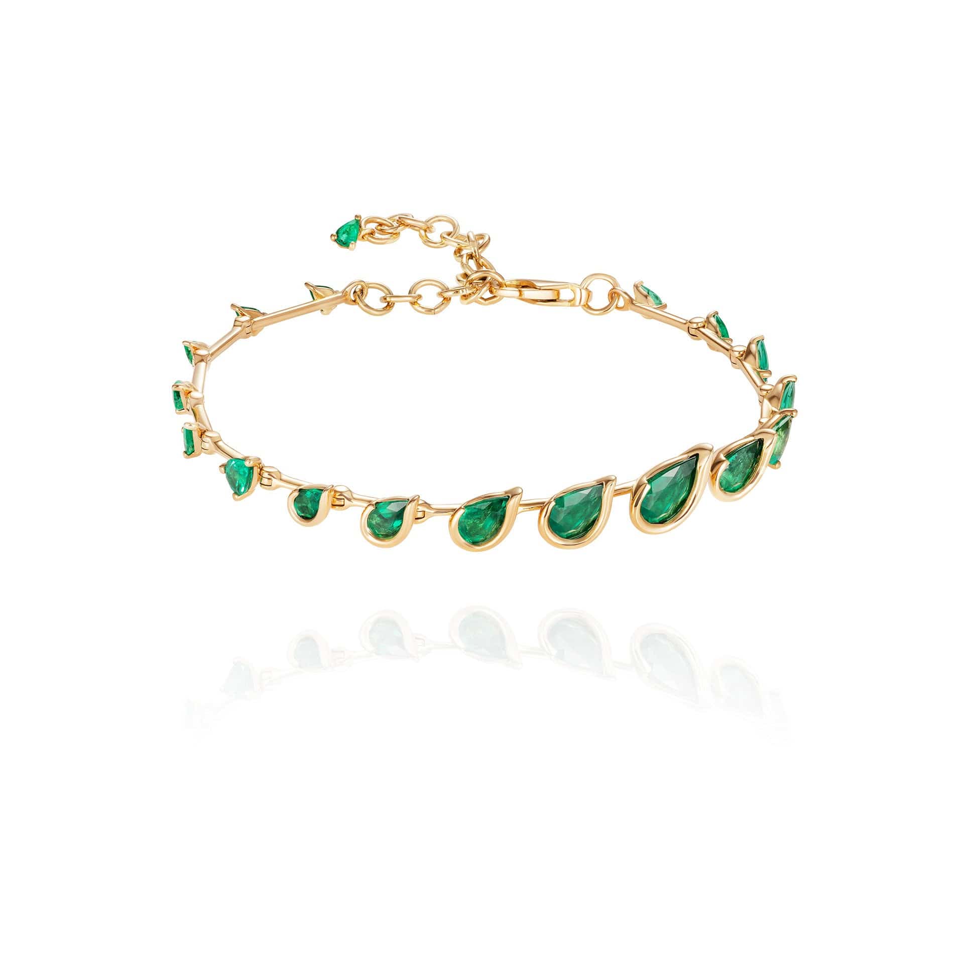 18K Yellow Gold and Emerald Flicker Bracelet