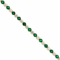 18K Yellow Gold Emerald and Diamond Tennis Bracelet