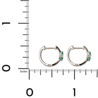 14K White Gold Diamond & Emerald Huggie Earrings