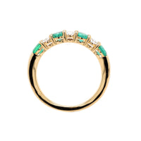 18K Yellow Gold Oval Emerald and Diamond Band