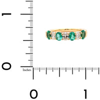 18K Yellow Gold Oval Emerald and Diamond Band