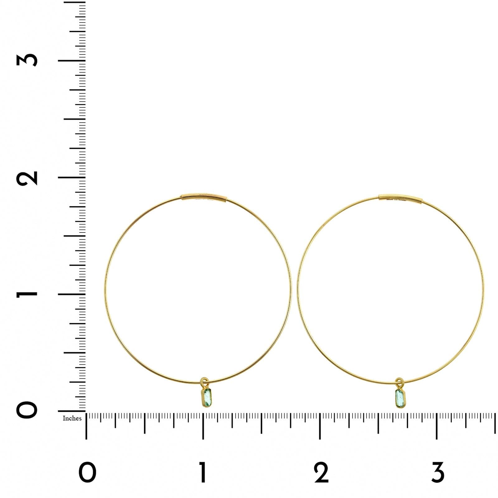 14K Yellow Gold Hoop with Emerald Drop Earrings