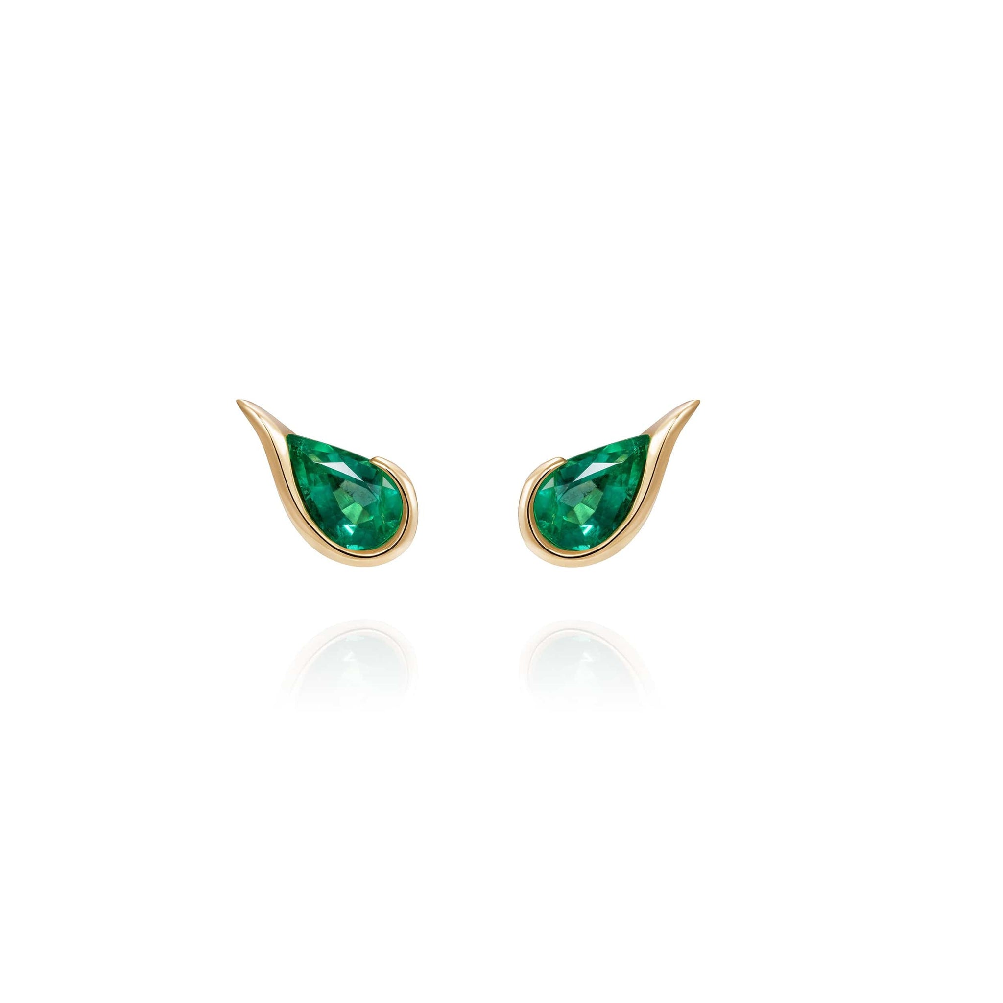 18K Yellow Gold and Emerald Ignite Studs