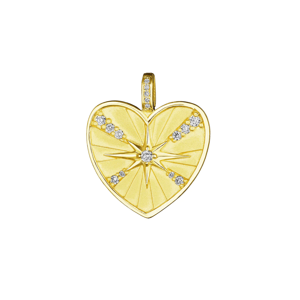 Penny Preville 18K Yellow Gold Diamond Heart Medallion