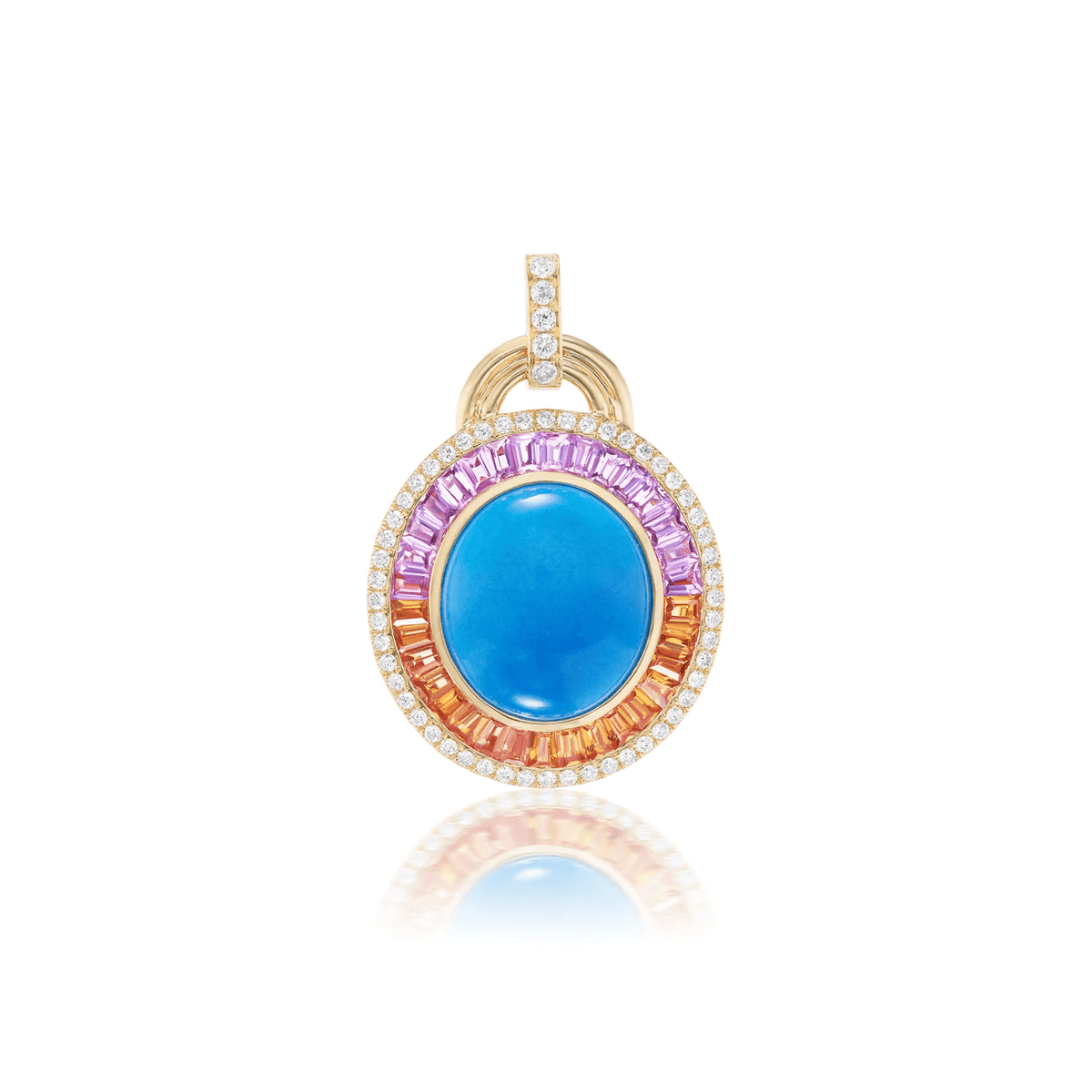 18K Yellow Gold Cerlueite and Sapphire Pendant