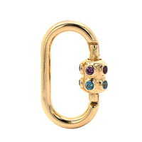 14K Yellow Gold Blue Topaz and Amethyst Carabiner Charm