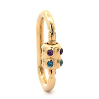 14K Yellow Gold Blue Topaz and Amethyst Carabiner Charm