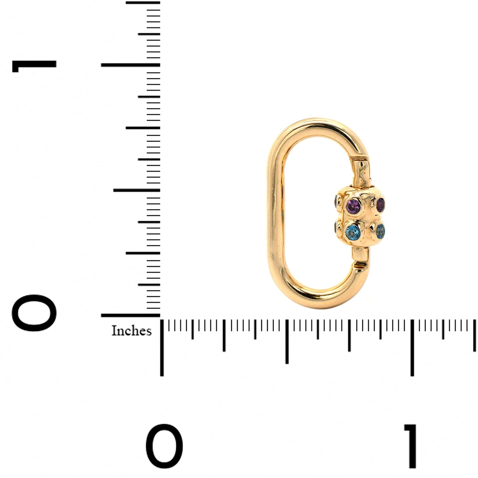 14K Yellow Gold Blue Topaz and Amethyst Carabiner Charm