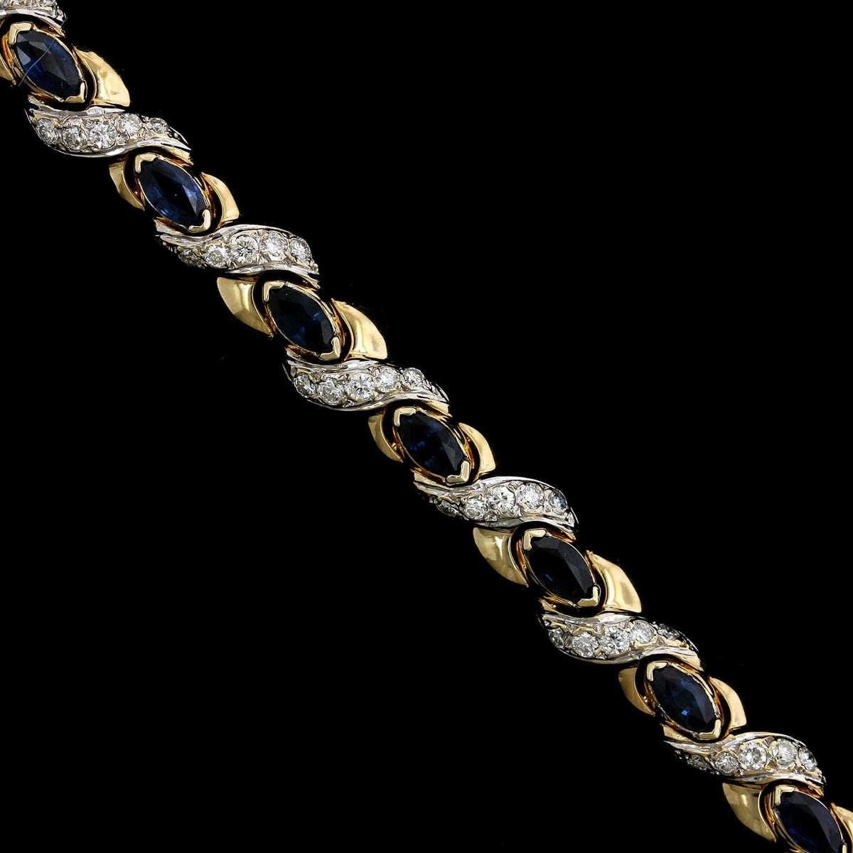 14K Yellow Gold Estate Sapphire and Diamond Bracelet