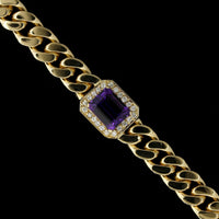 18K Yellow Gold Estate Amethyst and Diamond Bracelet