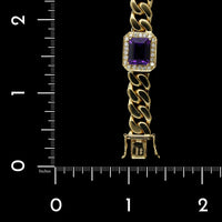 18K Yellow Gold Estate Amethyst and Diamond Bracelet