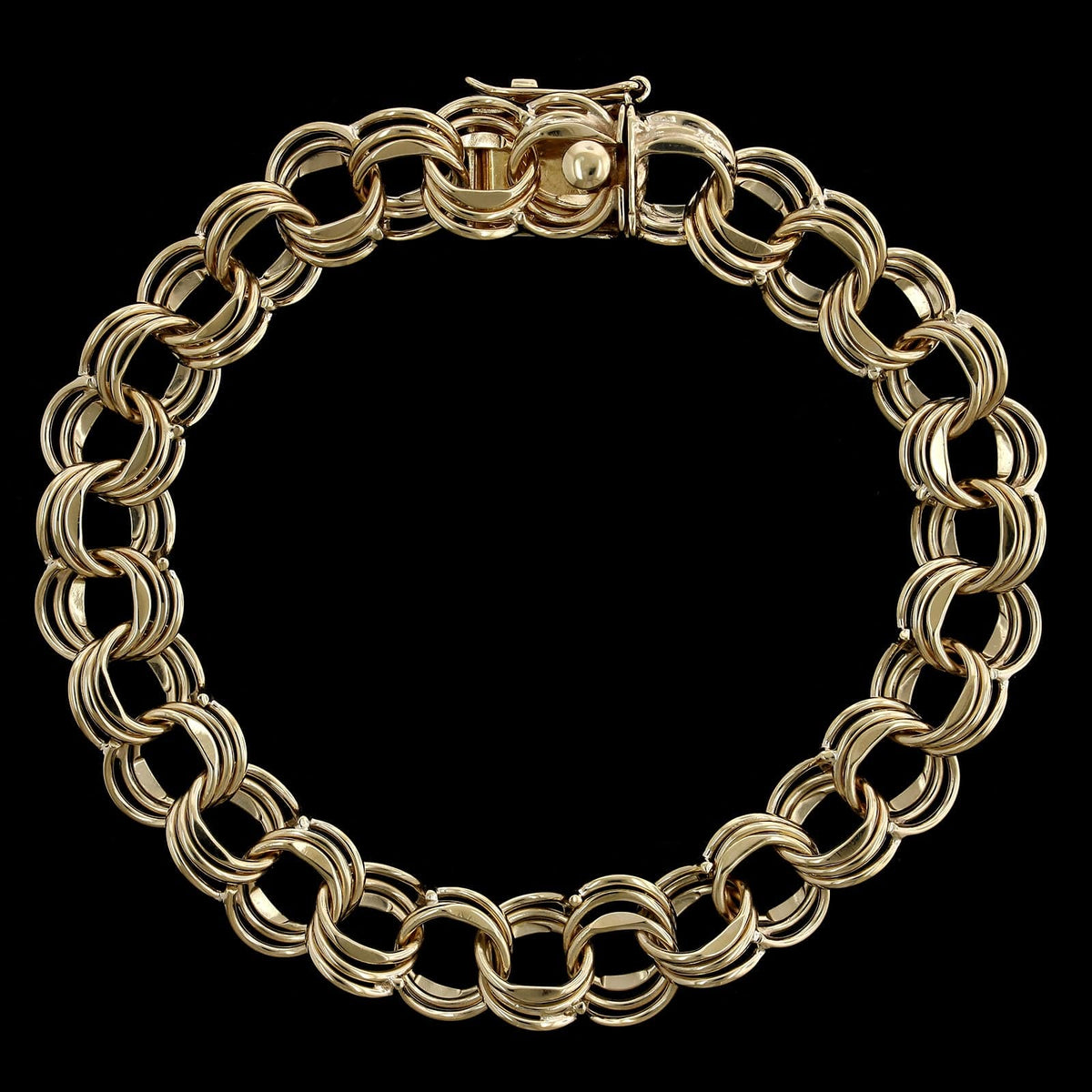 14K Yellow Gold Estate Triple Link Charm Bracelet