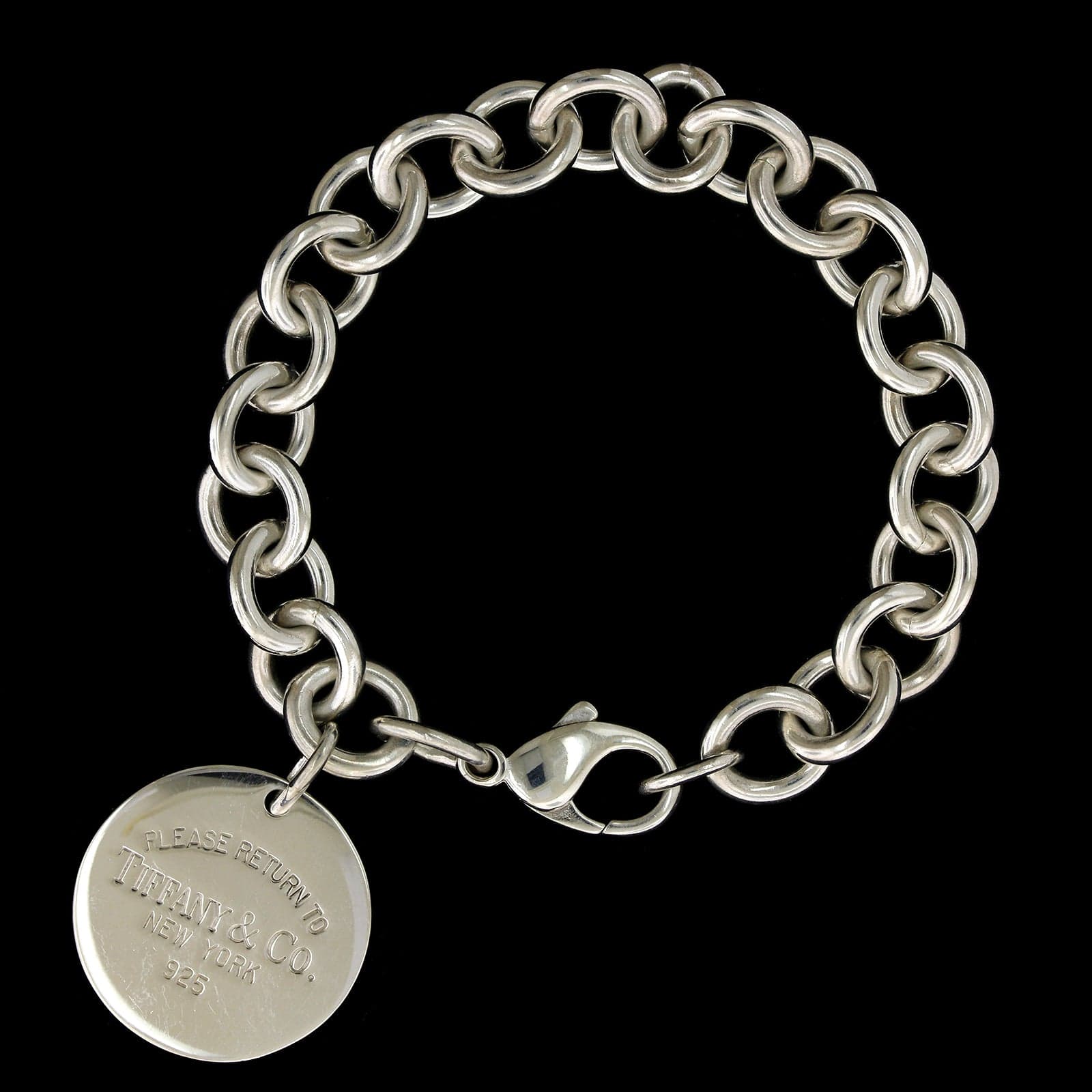 Tiffany & Co. Sterling Silver Estate Return to Tiffany Round Tag Charm Bracelet