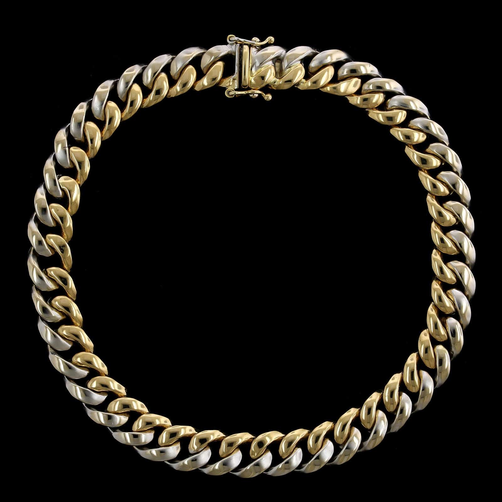 18K Two-tone Gold Estate Curb Link Bracelet