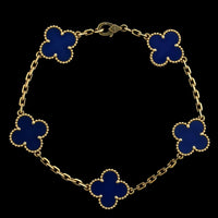 Van Cleef & Arpels 18K Yellow Gold Agate Five Motif Estate Bracelet