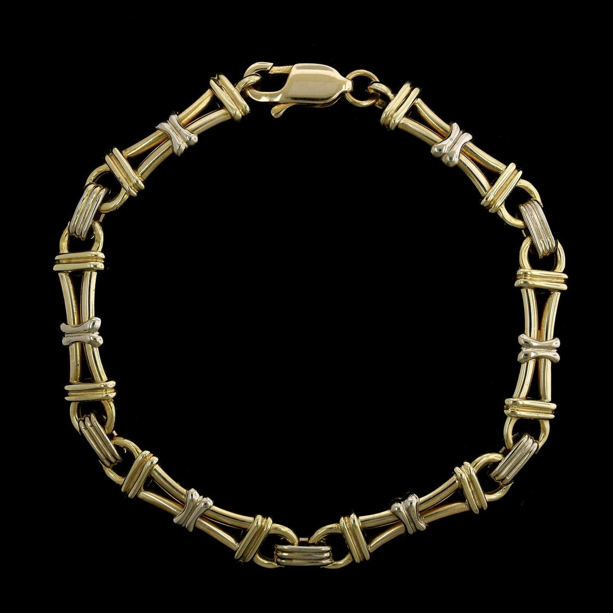 14K Two-tone Gold Estate Fancy Link Bracelet