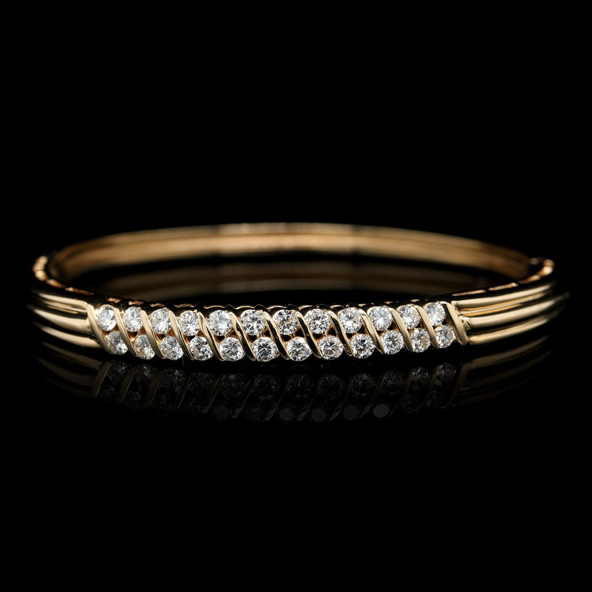 14K Yellow Gold Estate Diamond Bangle