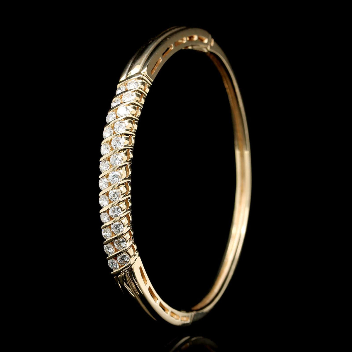 14K Yellow Gold Estate Diamond Bangle