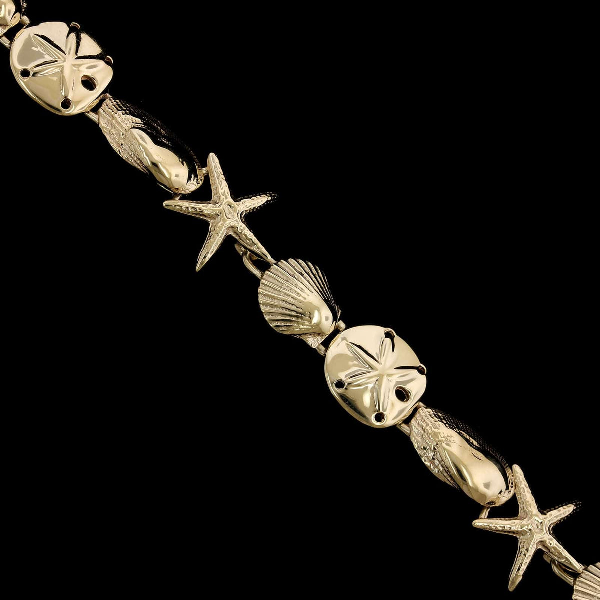 14K Yellow Gold Estate Shell and Starfish Bracelet