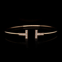 Tiffany & Co. 18K Rose Gold Estate Diamond T Wire Bracelet