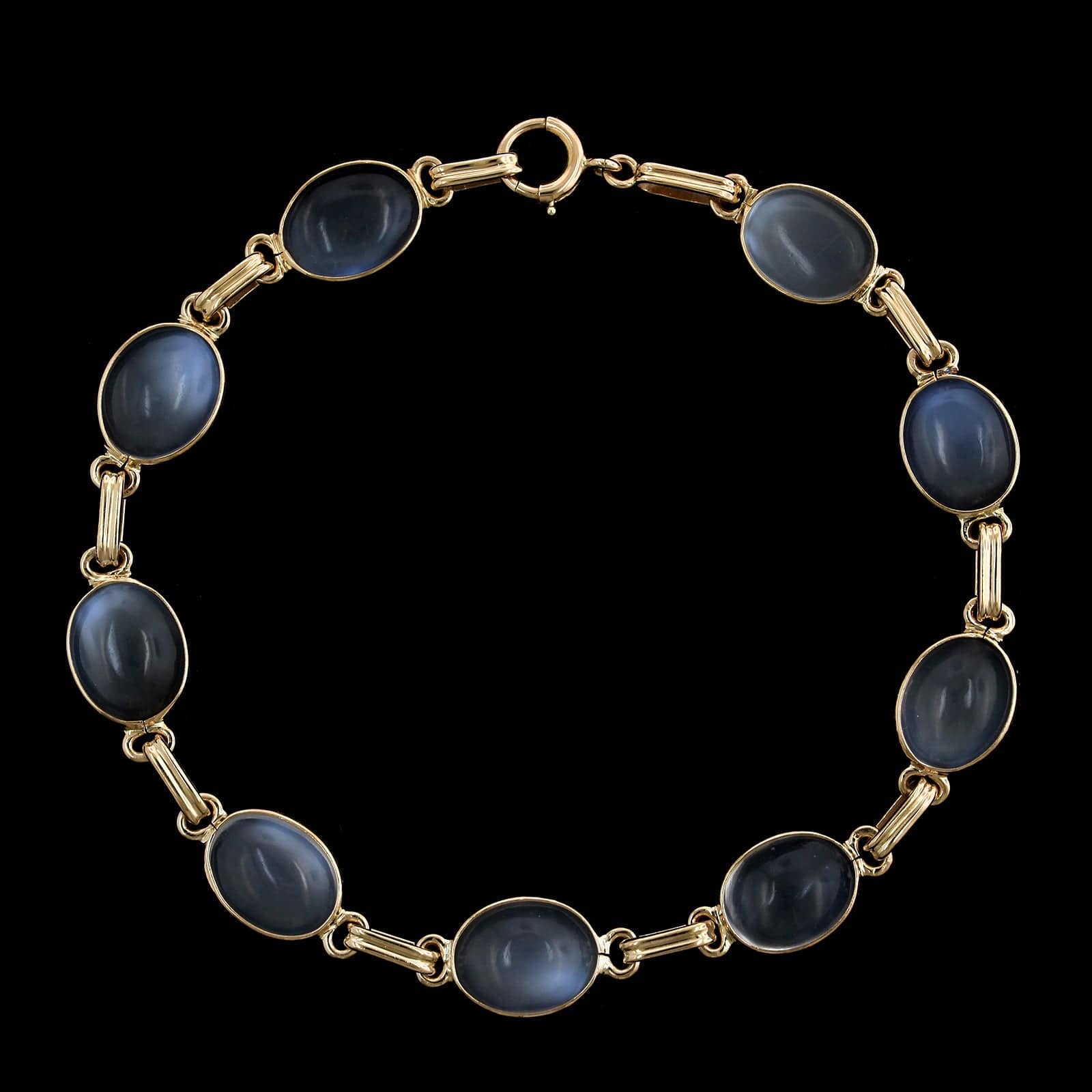 Vintage 14K Yellow Gold Estate Cabachon Moonstone Bracelet