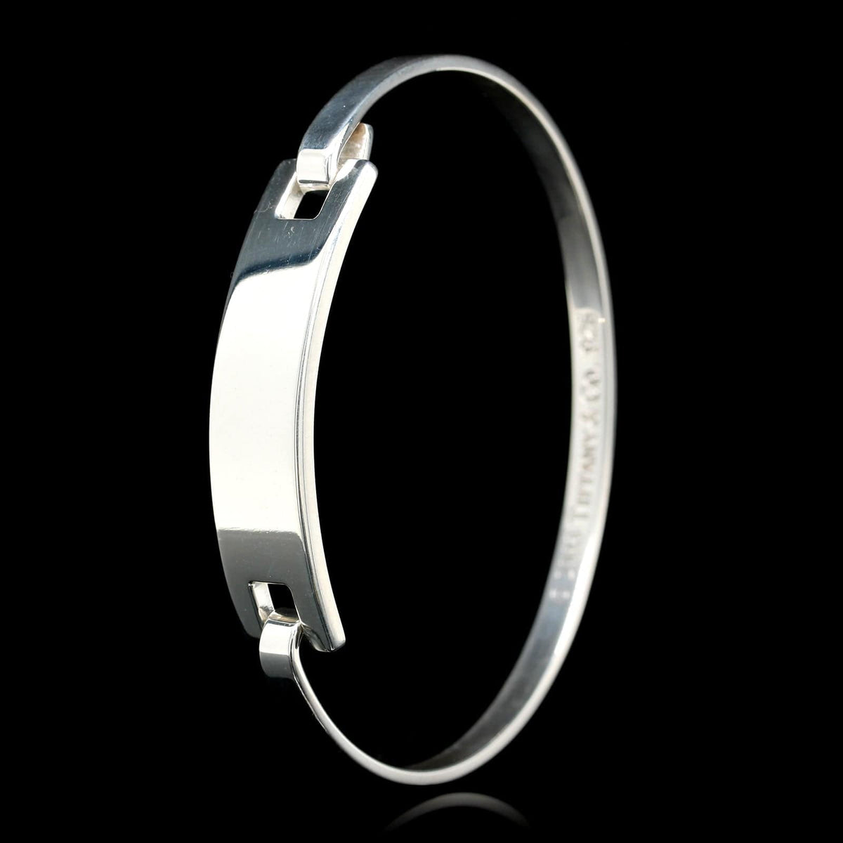 Tiffany & Co. Sterling Estate Silver Modern Rectangle ID Bangle Bracelet