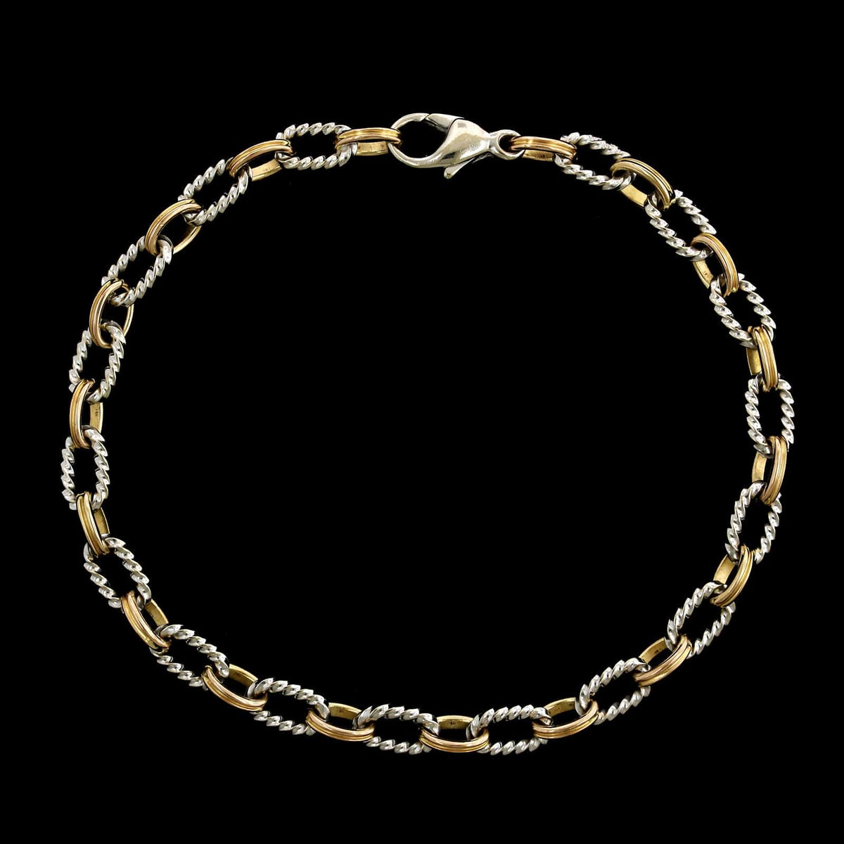 14K Two-tone Gold Estate Fancy Link Bracelet