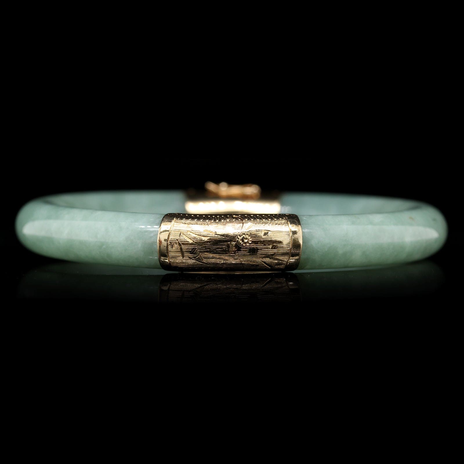 14K Yellow Estate Gold Jadeite Bangle