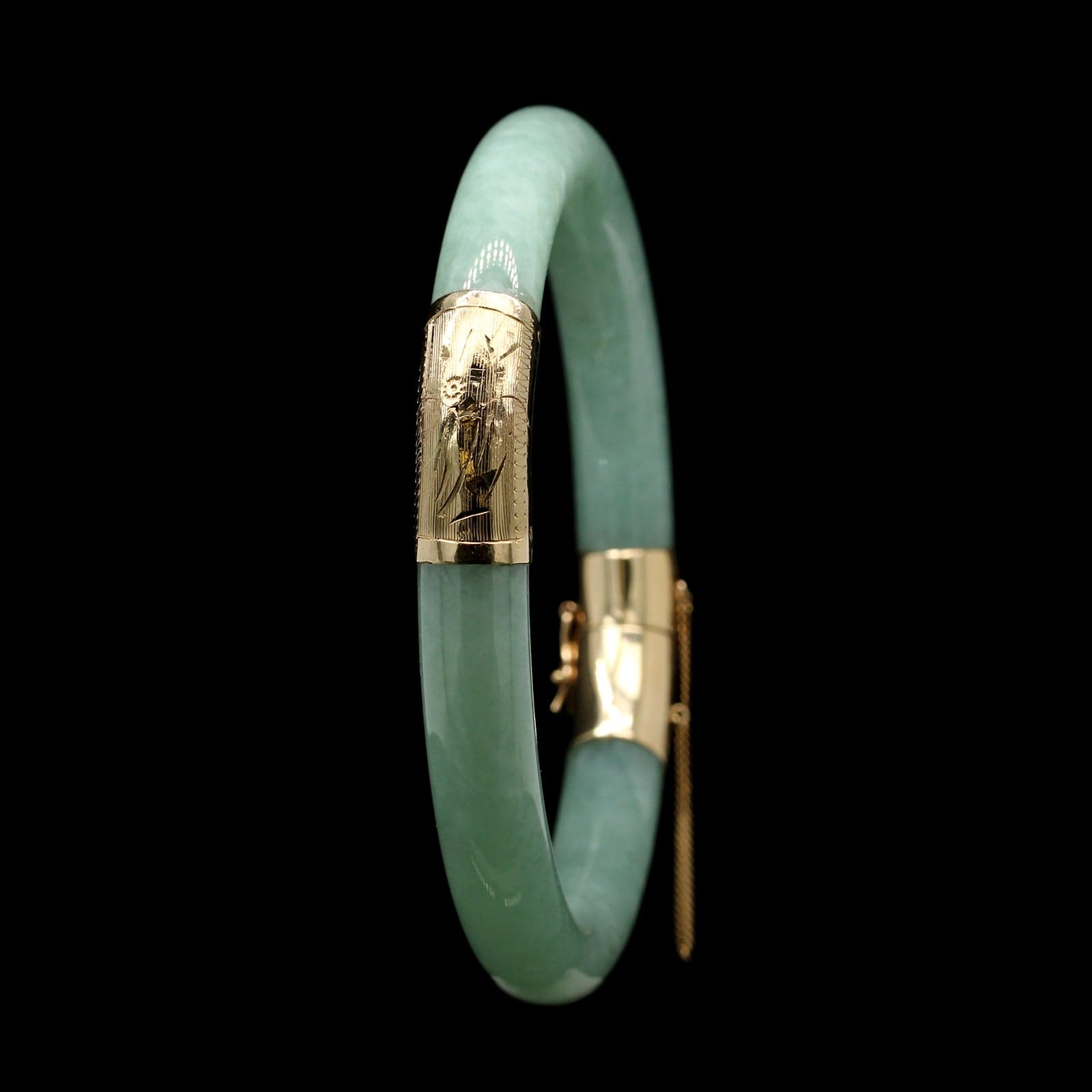 14K Yellow Estate Gold Jadeite Bangle