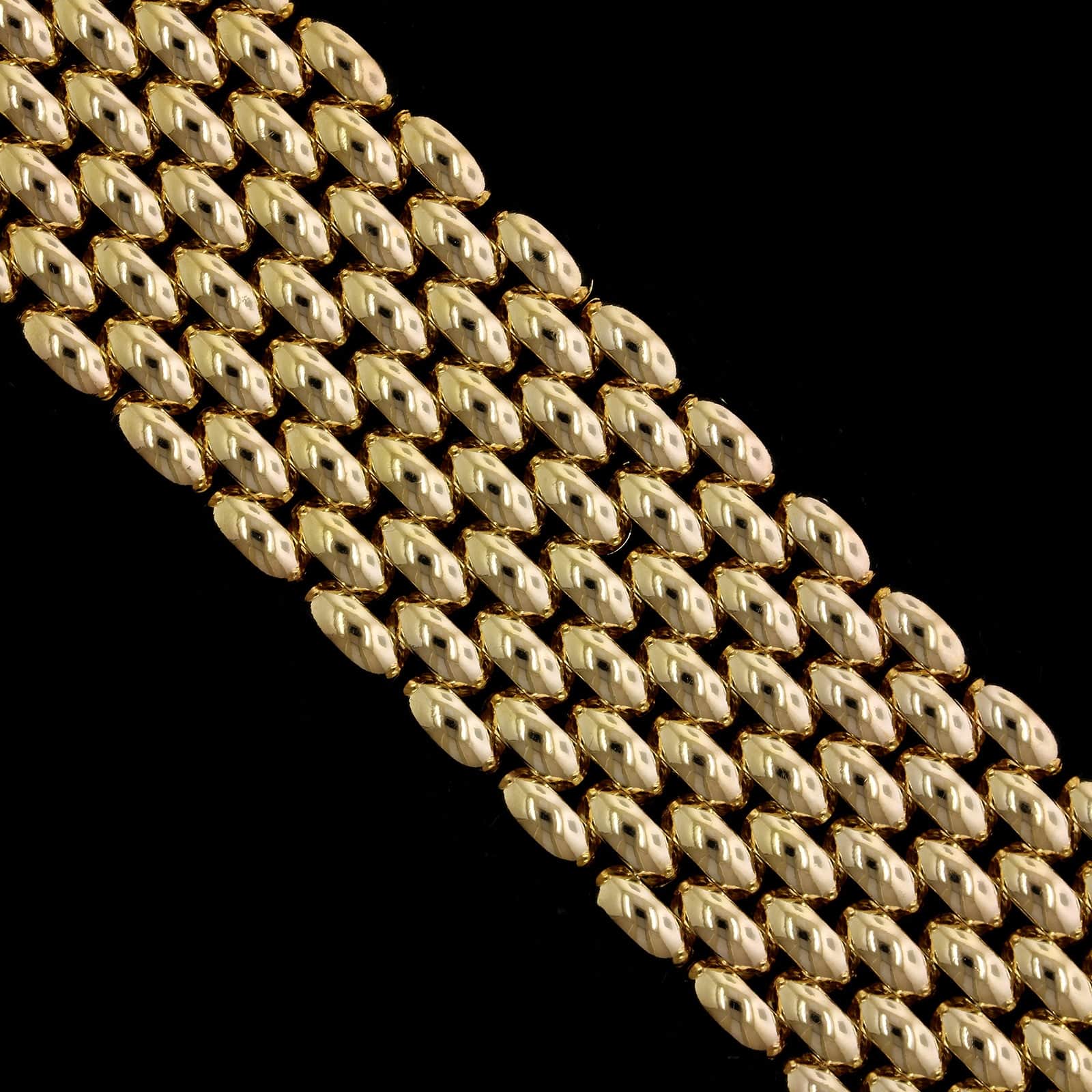 14K Yellow Gold Estate Nine Row Panther Link Bracelet