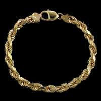 14K Yellow Gold Estate Diamond Cut Rope Bracelet