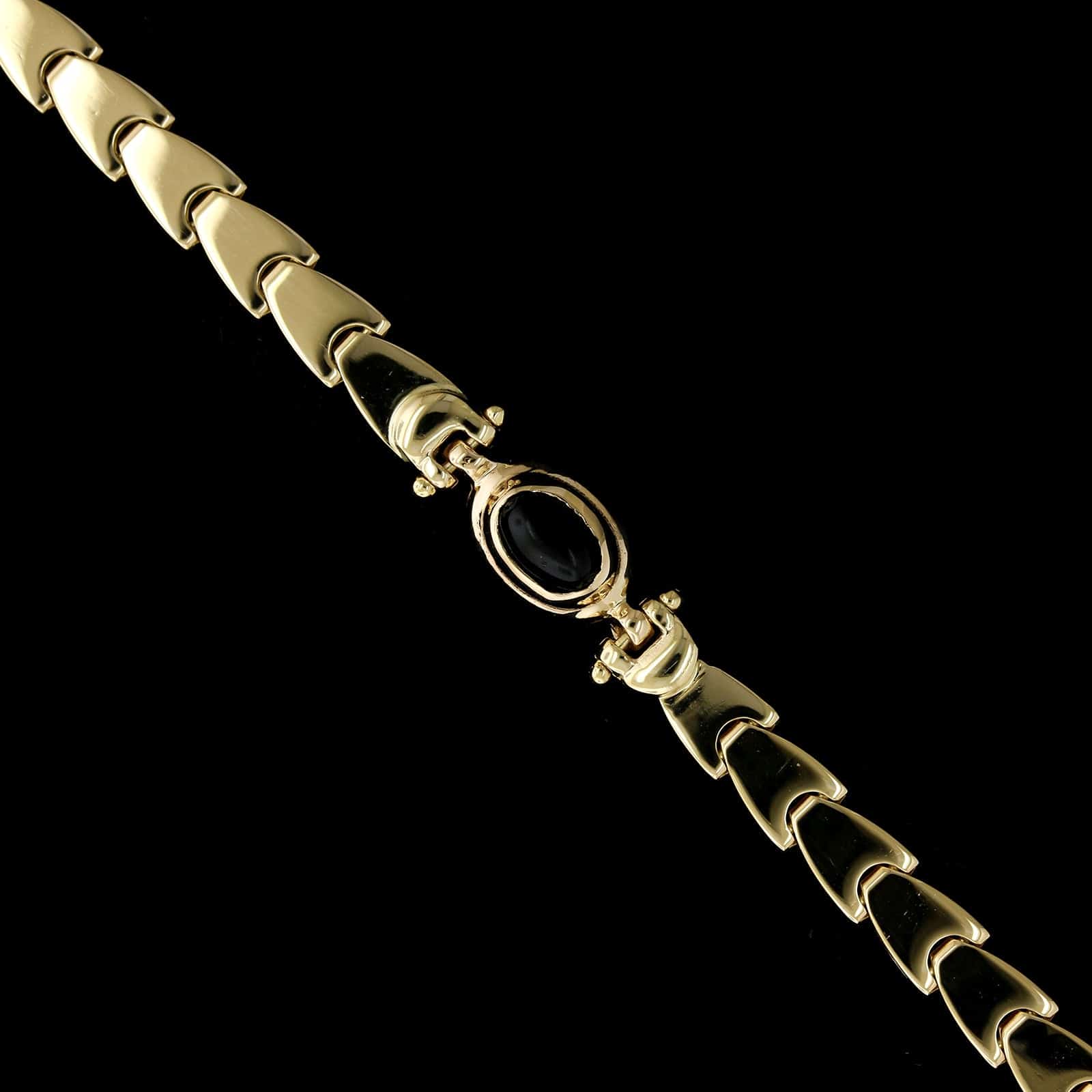 14K Yellow Gold Estate Black Onyx Bracelet