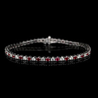 14K White Gold Estate Ruby and Diamond Bracelet