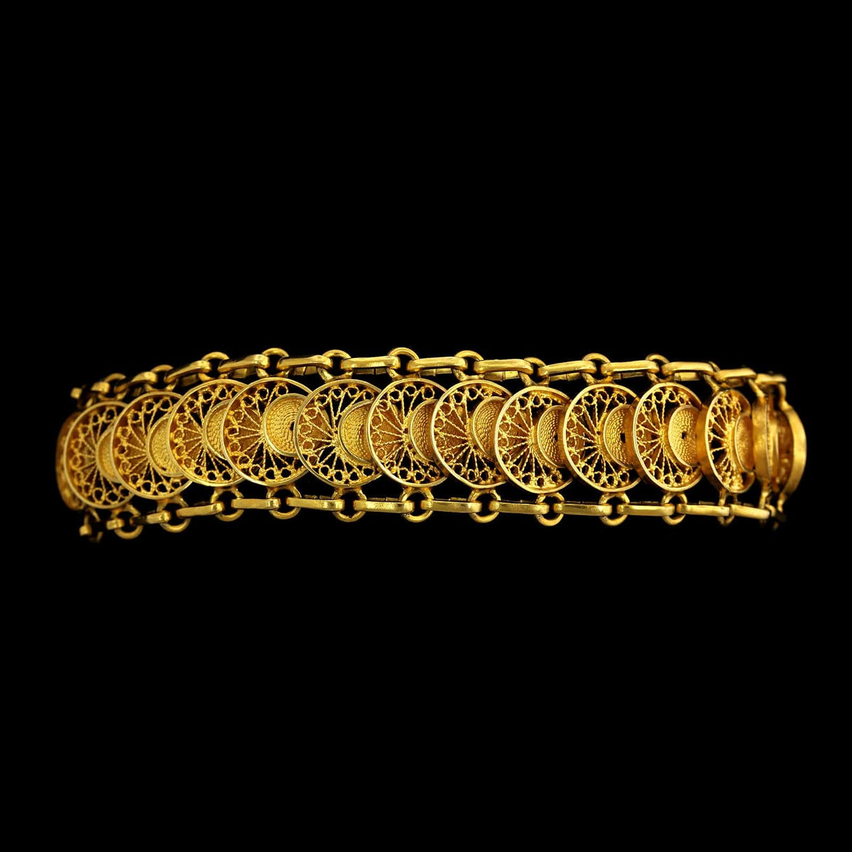 22K Yellow Gold Estate Filigree Link Bracelet