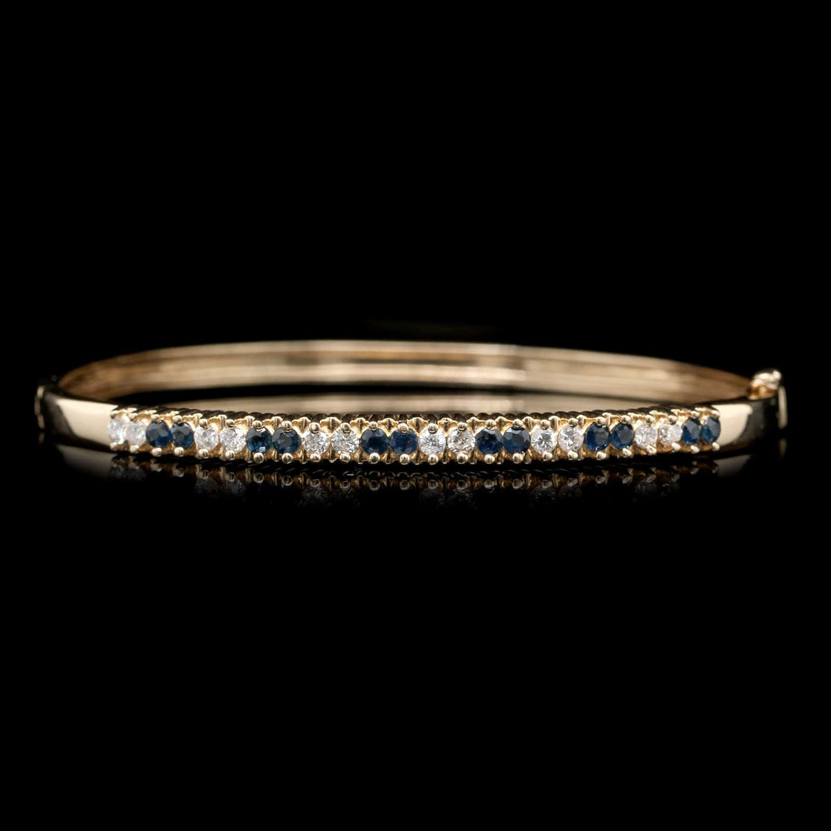 14K Yellow Gold Estate Sapphire and Diamond Bangle