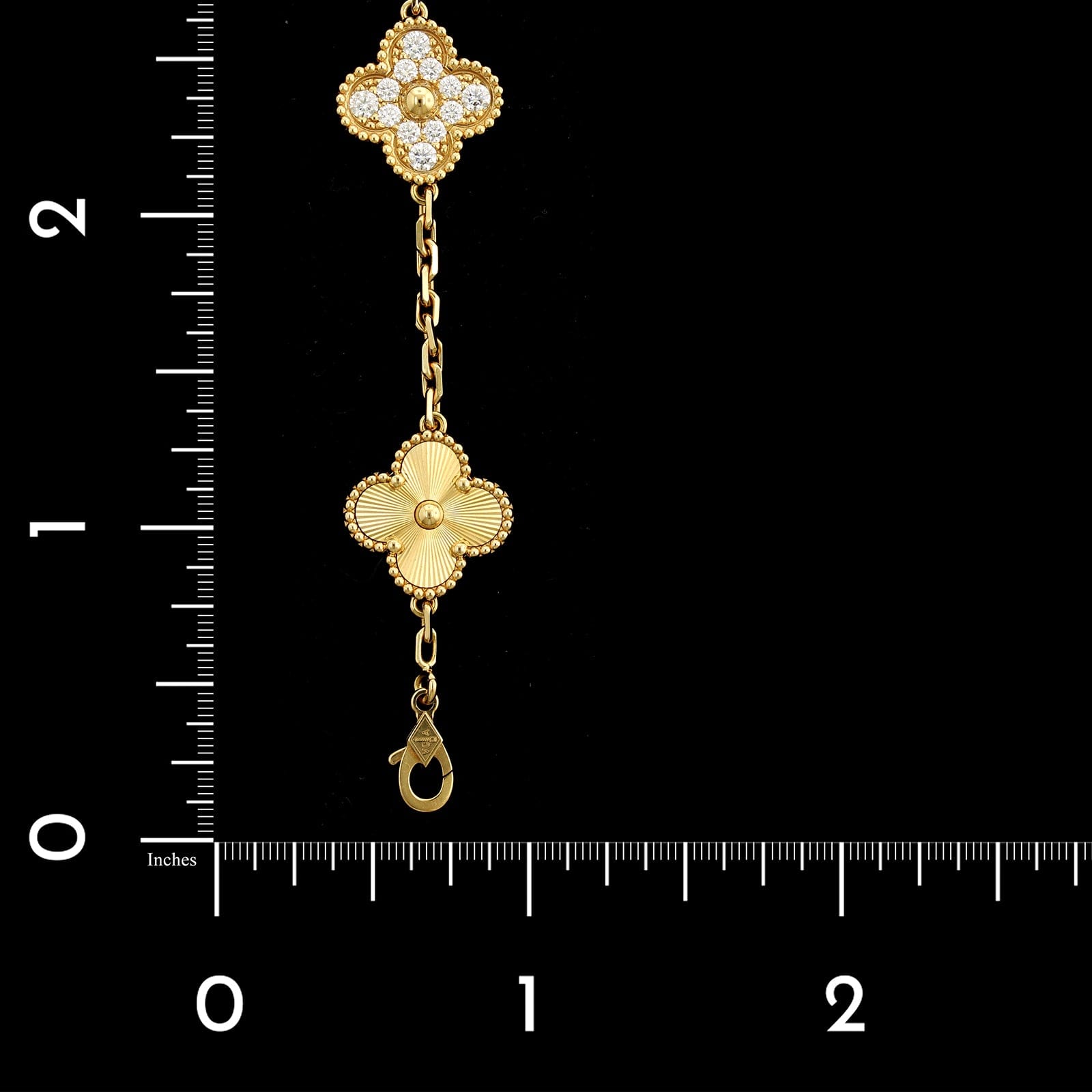 Van Cleef & Arpels 18K Yellow Gold Estate 'Vintage Alhambra' Diamond Five Motif Bracelet